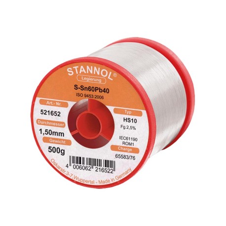 Stannol HS10 594052 soldeertin 0,5mm 250gram loodvrij met zilver