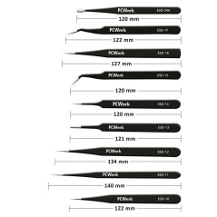 PCWork PCW08G 9-delige ESD-veilige RVS Pincettenset