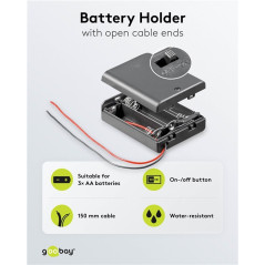 Goobay 12445 Batterijhouder met schakelaar voor 3x AA batterij