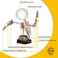 Levenhuk ZF11 Derde hand met vergrootglas en soldeerbouthouder