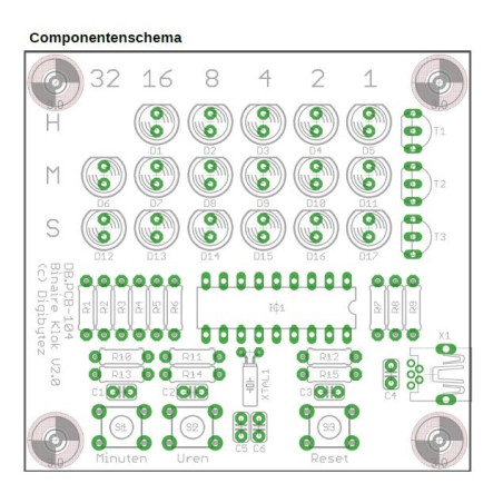 Digibytez DBMK102 Binaire LED-klok soldeerkit