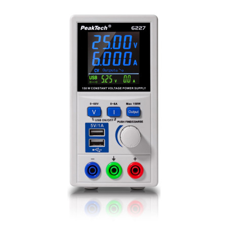PeakTech 6227 Labvoeding 0-60VDC & 0-5A en 2x USB | Soldeerbout-shop.nl