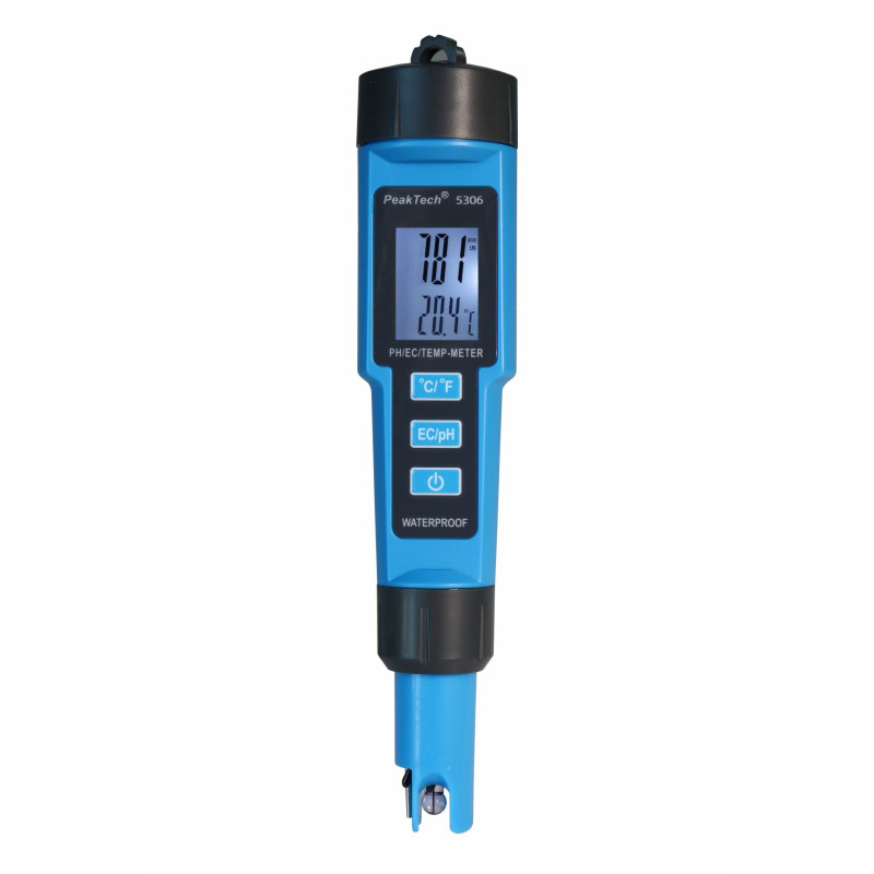 PeakTech 5306 3-in-1 vloeistoftester PH-, EC- en Thermometer