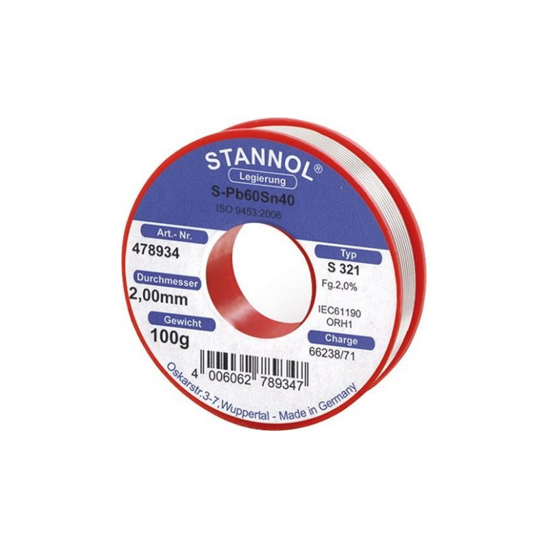 Stannol S321 478934 soldeertin 2mm 100gram
