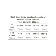 Soldeerbout-shop O472B kunststofafstandhouders, boutjes en moeren M4 assortiment 200-delig
