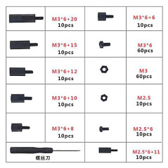 Soldeerbout-shop O472A kunststofafstandhouders, boutjes en moeren M2,5 & M3 assortiment 210-delig