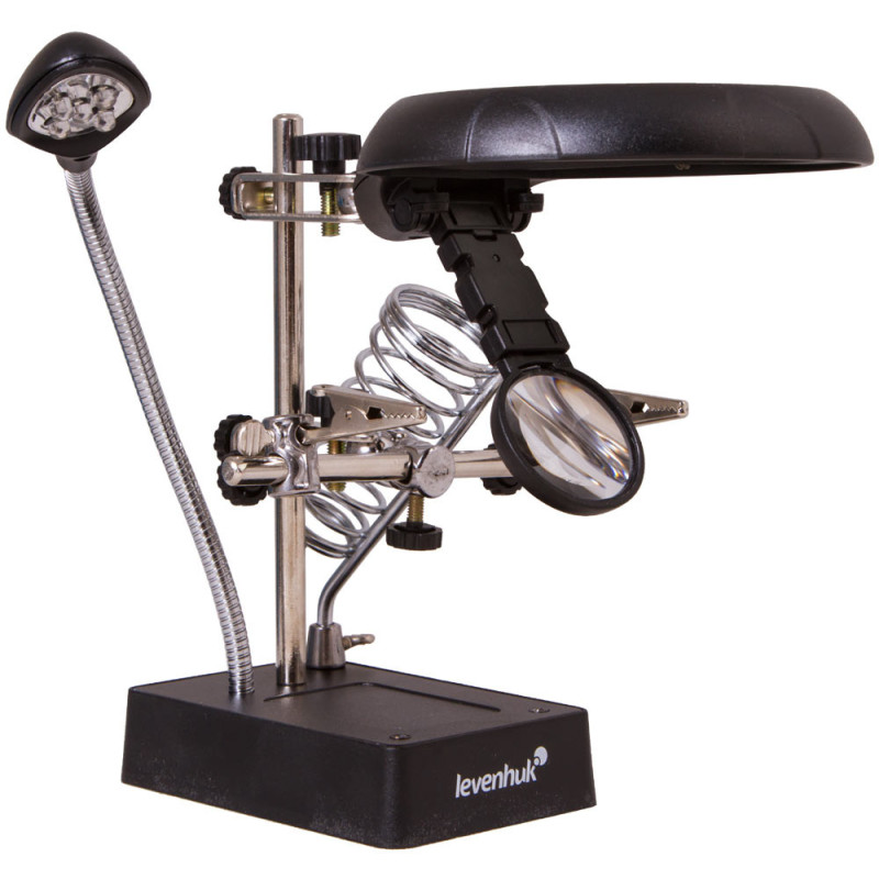 Levenhuk Zeno Desk D11 Derde hand met vergrootglas en soldeerboutstandaard