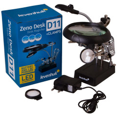 Levenhuk Zeno Desk D11 Derde hand met vergrootglas en soldeerboutstandaard | Soldeerbout-shop.nl