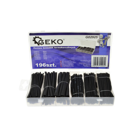 GEKO G02925 krimpkous assortiment 196-delig zwart | Soldeerbout-shop.nl