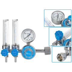 GEKO G80076 CO2 en Argon gasdrukregelaar instelbaar met 2x flowmeter