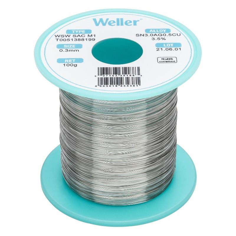 Weller WSW SAC M1 soldeertin 0,3mm 100gram loodvrij met zilver