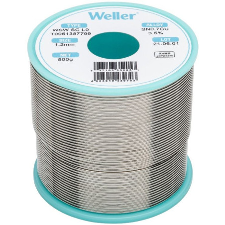Weller WSW SC L0 soldeertin 1,2mm 500gram loodvrij | Soldeerbout-shop.nl