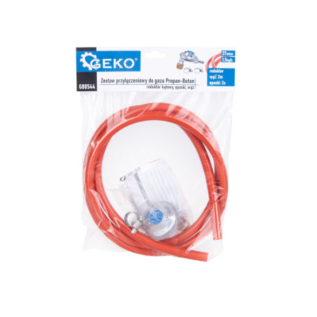 GEKO G80544 Gasdrukregelaar 37mBar haaks met gasslang 2m