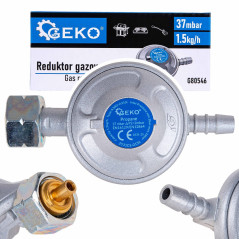 GEKO G80543 Gasdrukregelaar 37mBar met gasslang 2m | Soldeerbout-shop.nl
