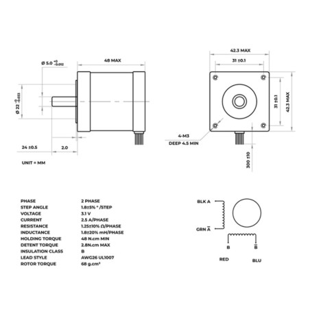 Velleman MOTS4 Stappenmotor 200 stappen 3.1VDC