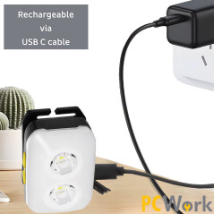 PCWork PCW12C LED hoofdlamp met accu 380lumen | Soldeerbout-shop.nl