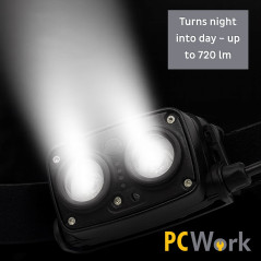 PCWork PCW12G LED hoofdlamp met accu 720lumen | Soldeerbout-shop.nl