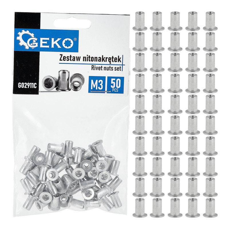 GEKO G02911C Blindklinkmoeren M3 aluminium (50 stuks) GEKO G02911C Blindklinkmoeren M3 aluminium (50 stuks)