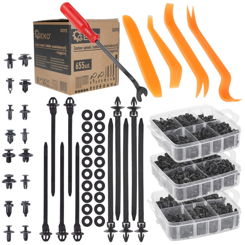 GEKO G02935 Clips en pluggen assortiment 655-delig GEKO G02935 Clips en pluggen assortiment 655-delig