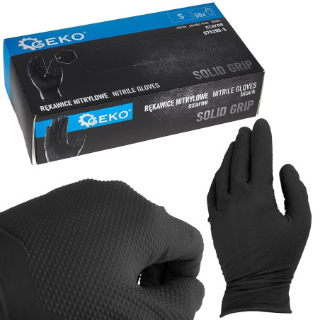GEKO G75200-S Nitril Solid Grip handschoenen ongepoederd S zwart (50 stuks) | Soldeerbout-shop.nl