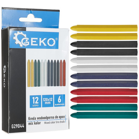 GEKO G29044 Waskrijt bandenkrijt kleurenset (12 stuks)