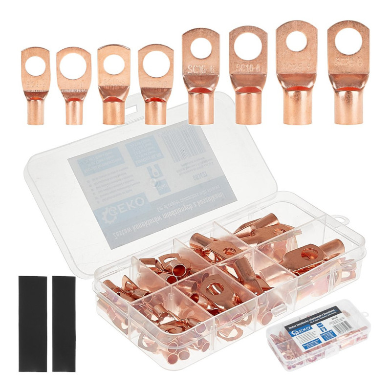 GEKO G03621 Perskabelschoenassortiment 140-delig 6 tot 25mm² GEKO G03621 Perskabelschoenassortiment 140-delig 6 tot 25mm²