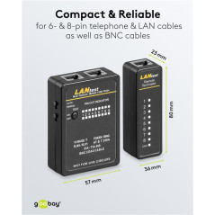 Goobay 93010 Netwerkkabel- en BNC-kabeltester | Soldeerbout-shop.nl