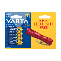 Varta Longlife Power AA + AAA Alkaline batterijen (4+4stuks) met zaklamp | Soldeerbout-shop.nl