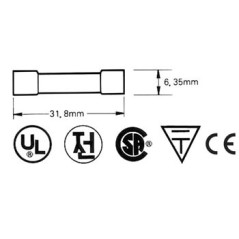 Velleman 6FF0.1N 6x32mm glaszekering 100mA snel (10 stuks)