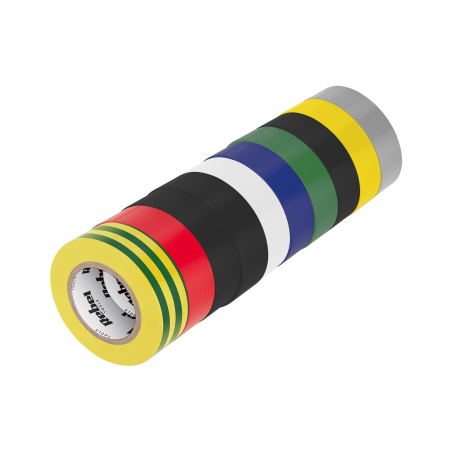 Rebel NAR0444 Isolatietapeset kleurenmix 19mm x 18m (set van 10 stuks) | Soldeerbout-shop.nl