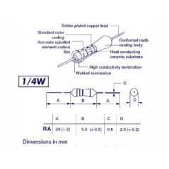 Velleman RA1E0 weerstand 1Ohm (100stuks)