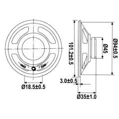 HQ Power MLS5 luidspreker 2W 8 ohm 4 inch